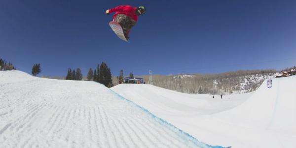 Taylor Gold is 1st in the double pipe!