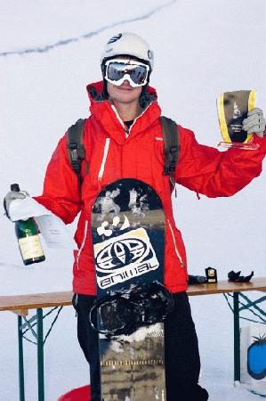 Dom Harrington on the podium, Europa Cup Innsbruck