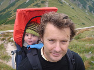 Pete with son in Slovakia