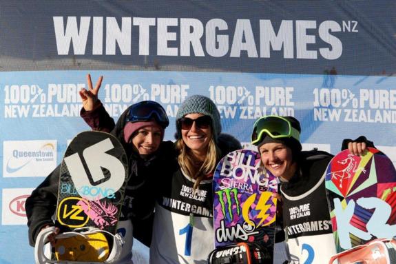 womens podium at the 2011 Winter Games NZ Snowboard Slopestyle