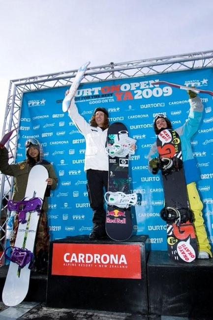 Mens podium at the halfpipe competition at the NZ 09 Burton Open