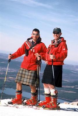 Kilted right up - Jim Cornfoot & Willie Fraser of CairnGorm Ski Patrol