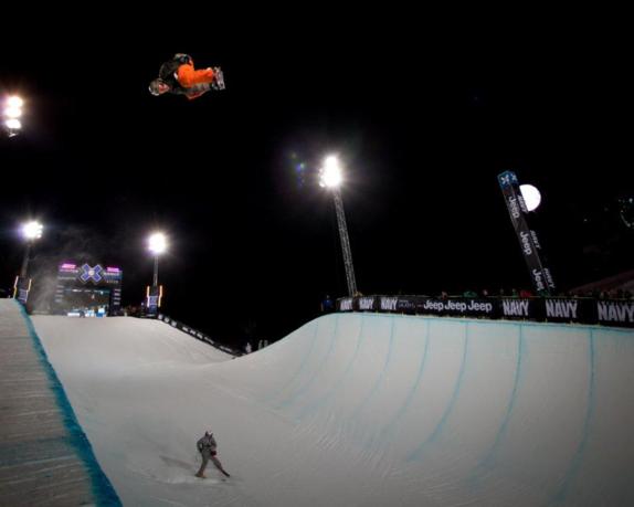 Scotty Lago competes in Snowboard SuperPipe Men's Eliminations at Winter X Games 15