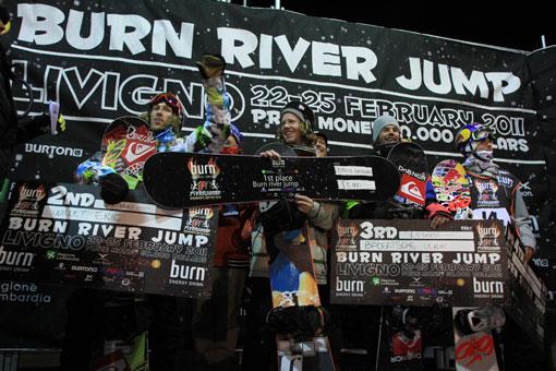 Burn river jump Big Air 2011 winners podium in livigno riders