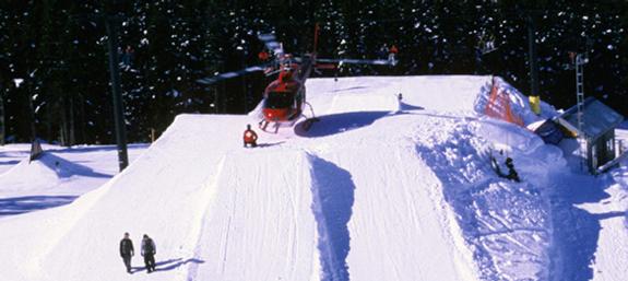 Rescue helicopter on kicker