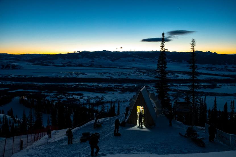 Predawn at the top of the venue during day one qualifiers at Natural Selection Tour stop one in Jackson Hole, Wyoming, USA on 25 January, 2022