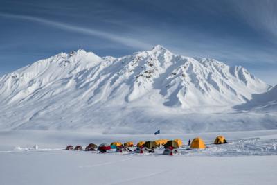 Flag planted at the YETI Natural Selection Alaska basecamp