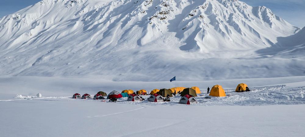 Flag planted at the YETI Natural Selection Alaska basecamp