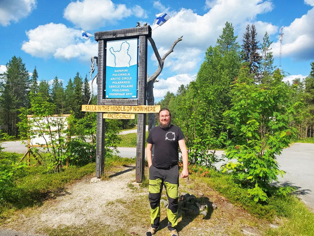 Kalle stands proud outside the Artic circle