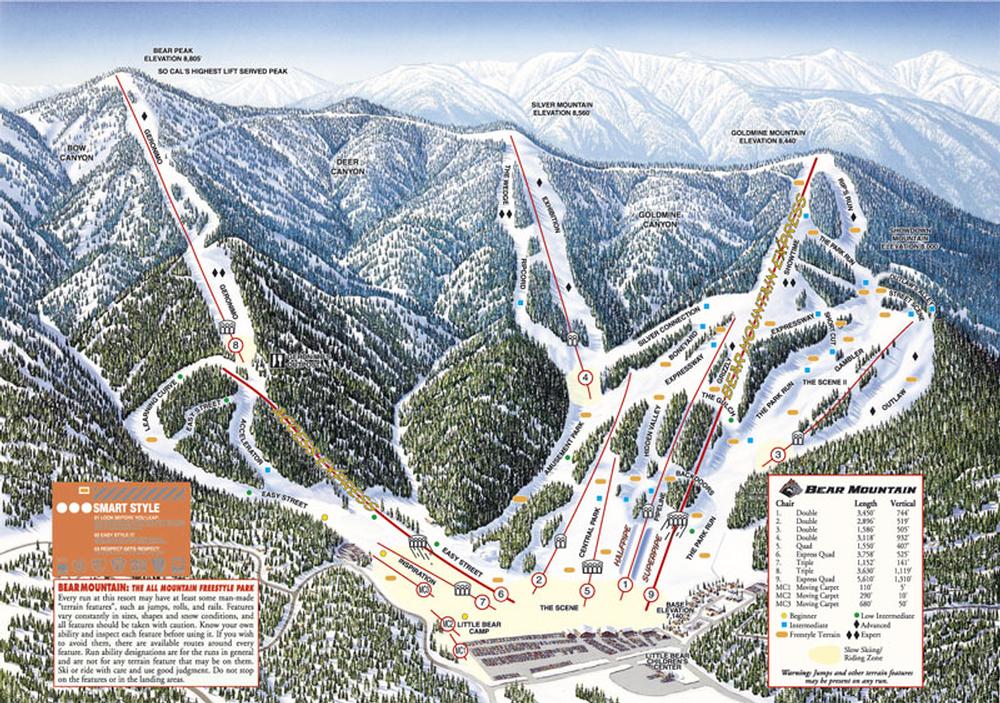 Big Bear Mountain Map Bear Mountain Resort Guide - World Snowboard Guide