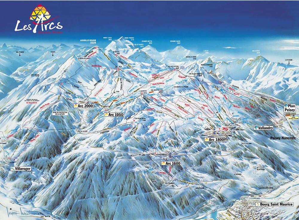 Les Arcs Ski Map Les Arcs Resort Guide - World Snowboard Guide