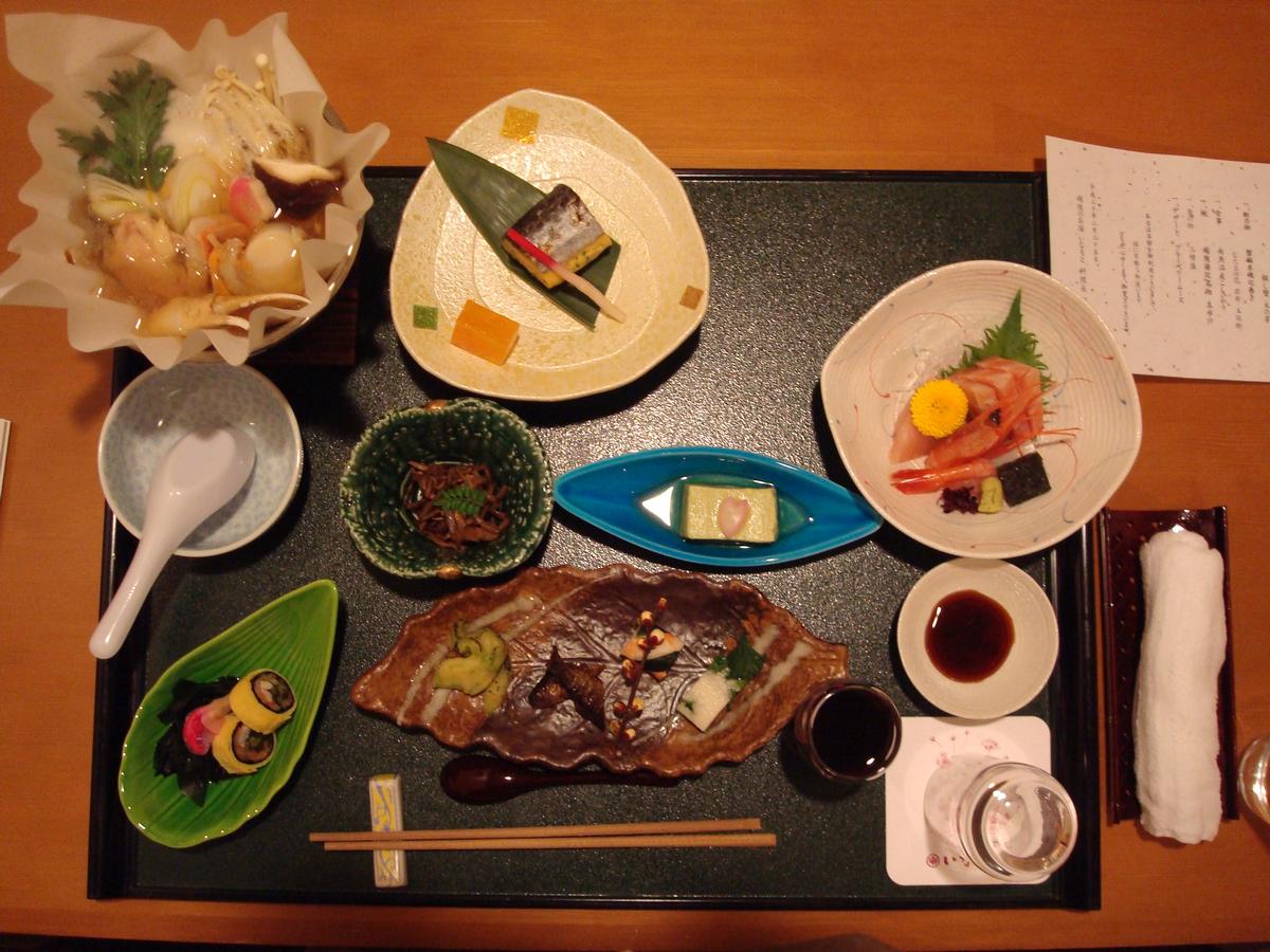 Typical evening meal at Hotel Inamato in Gala Yuzawa