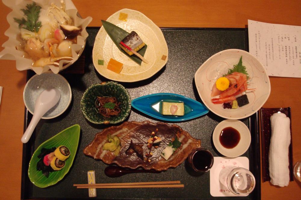 Typical evening meal at Hotel Inamato in Gala Yuzawa