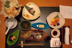 Typical evening meal at Hotel Inamato in Gala Yuzawa