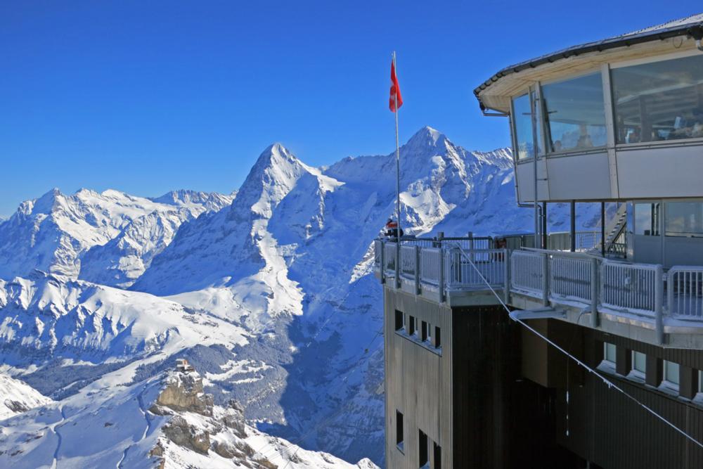 Mürren from the top of the Schiltorn towards Jungfrau