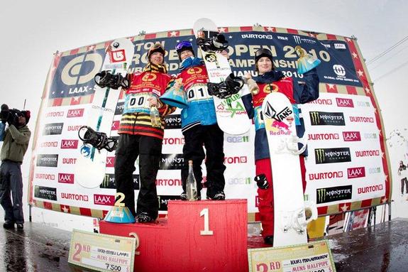 BEO mens halfpipe finals, winners podium