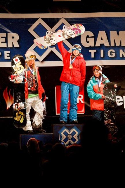 2011 X Games Europe SuperPipe Womens Final podium