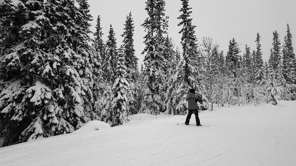 Black and White Snowboarder