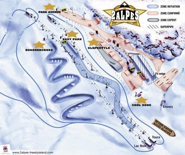 Deux Alps Freestyle Land layout 2013-14