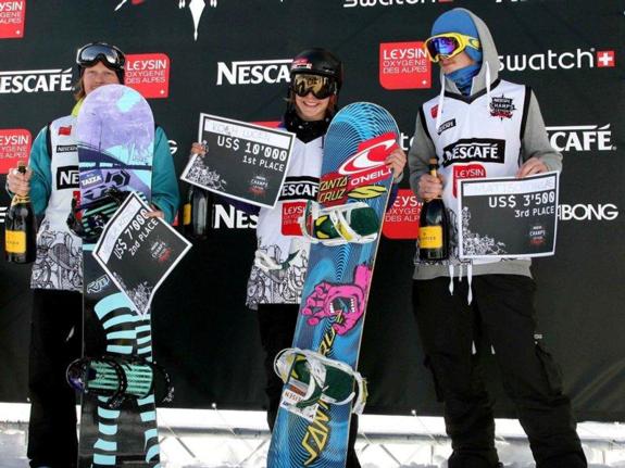 Mens podium at 2011 Nescape Champs in Leysin