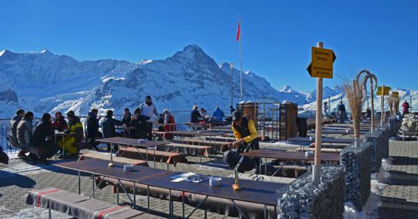 Grindelwald view from the restaurant on the First