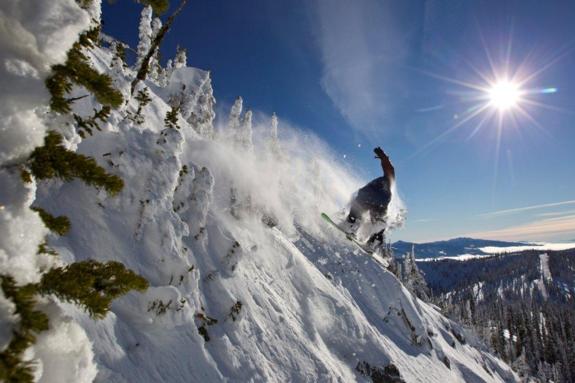 Travis Rice performs during Red Bull Supernatural in Nelson, British Columbia, Canada on Feb 2,2010